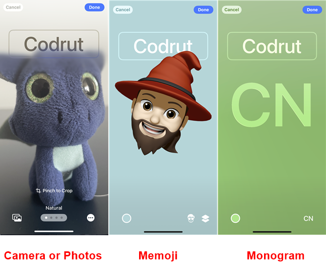 Contact Posters created from a photo, memoji, or monogram