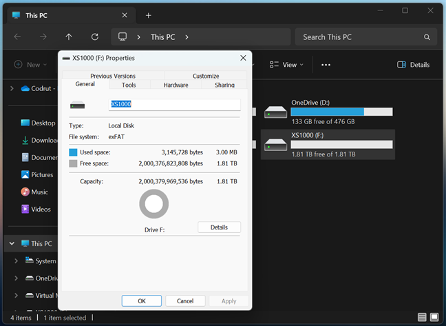 The real storage capacity when formatted