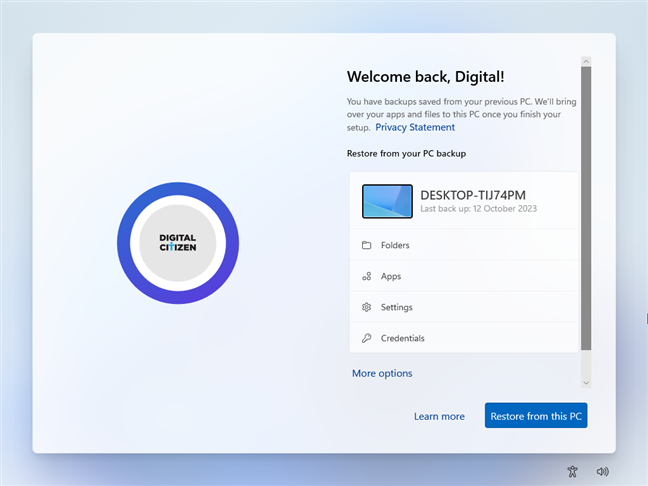 Restoring a Windows 10 backup on a Windows 11 PC