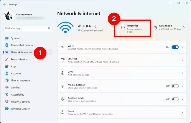 Open the Properties of the network connection