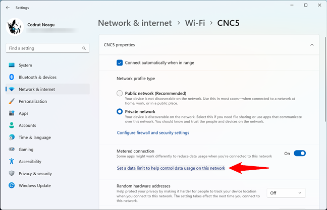 Set a data limit to help control data usage on this network