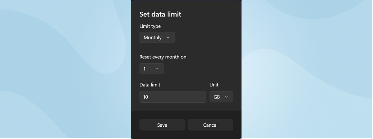 Metered connection in Windows 11