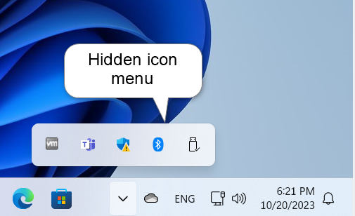 The Hidden icon menu