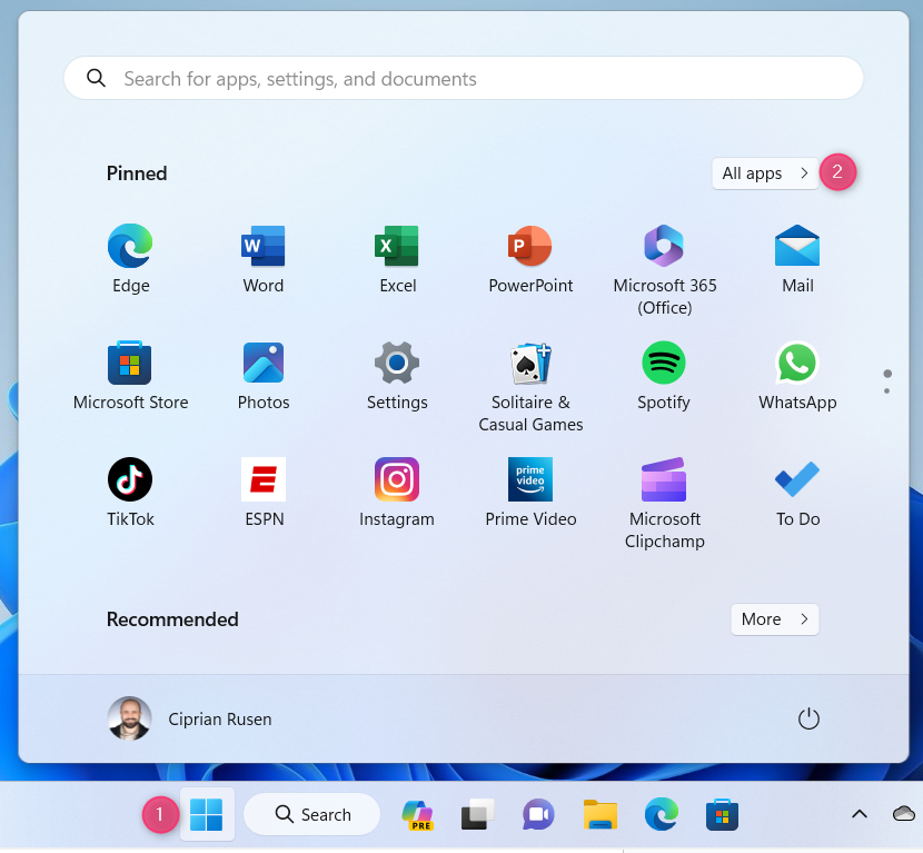 Click Windows > All apps