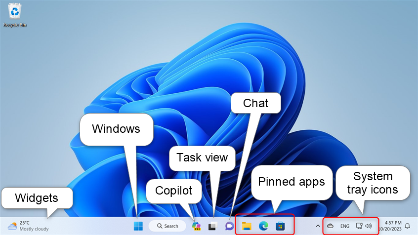The icons on the Windows 11 taskbar