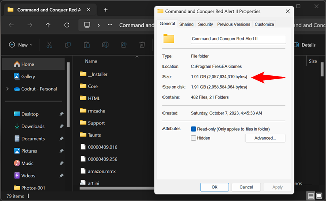 How to find the size of an EA game on disk