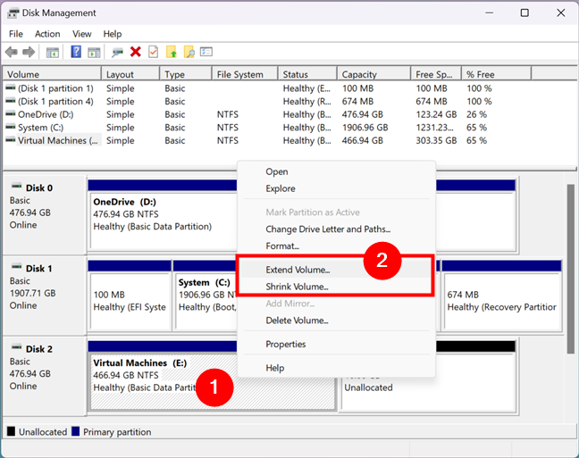 Partition resize options