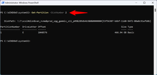 Get information about the partitions on a drive