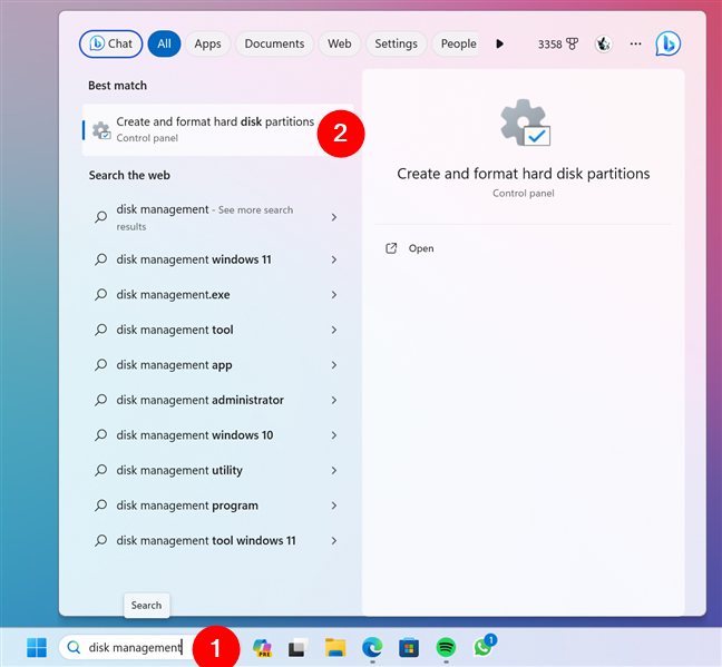 How to open Disk Management in Windows 11