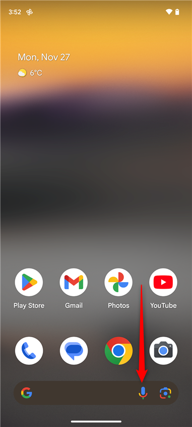 Tap the microphone icon to open Google Assistant