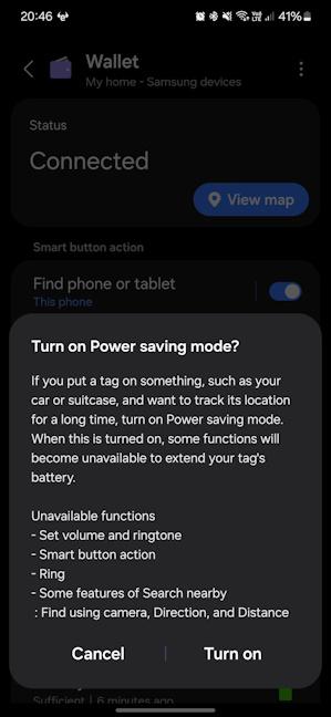 Enabling Power saving mode