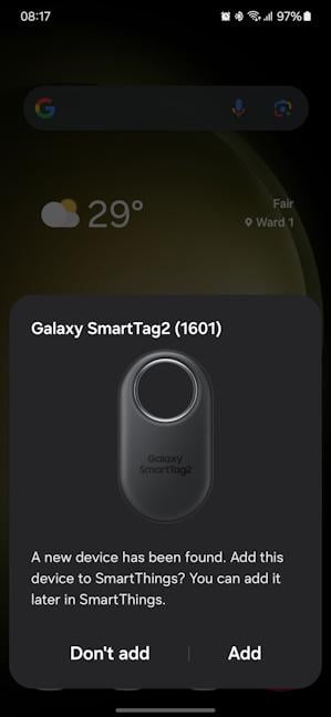 My Samsung phone detected the smart tracker immediately