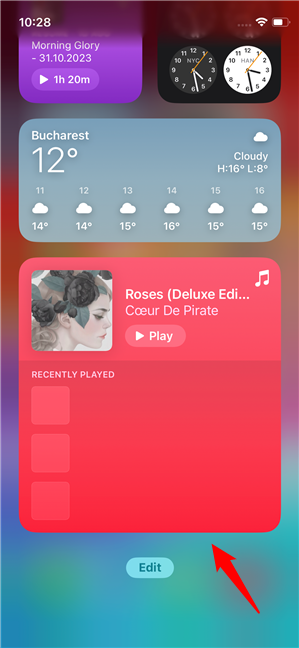 The interactive widget is now shown on your Today View