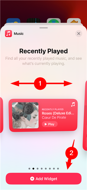 Select the widget size and tap Add Widget