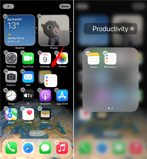 Creating app folders on an iPhone's Home Screen