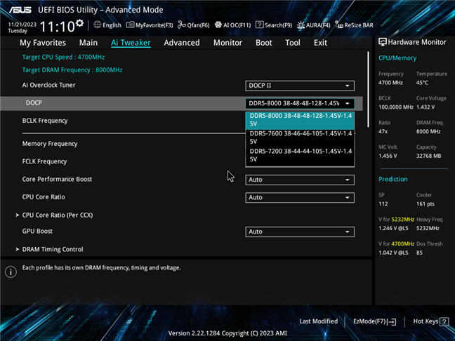 Kingston Fury Renegade DDR5-8000 OC profiles