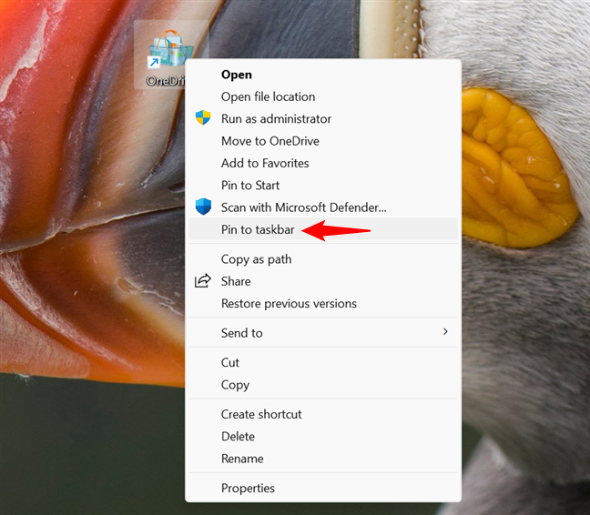 Select Pin to taskbar in the menu