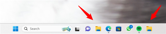 What pinned folders look like by default