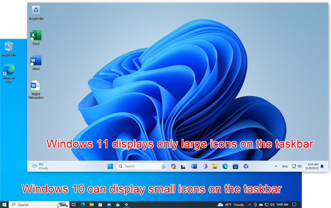 Windows 11âs taskbar canât be set to show smaller icons
