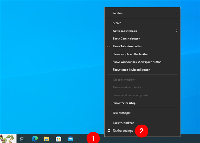 Open Taskbar settings in Windows 10