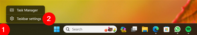 Open Windows 11's Taskbar settings