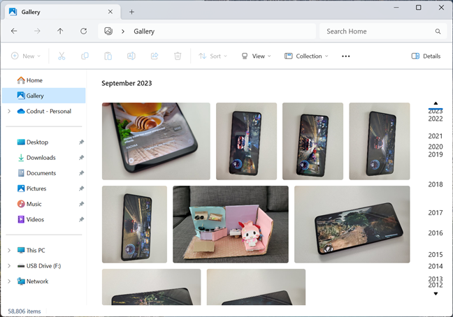 The new Gallery in File Explorer