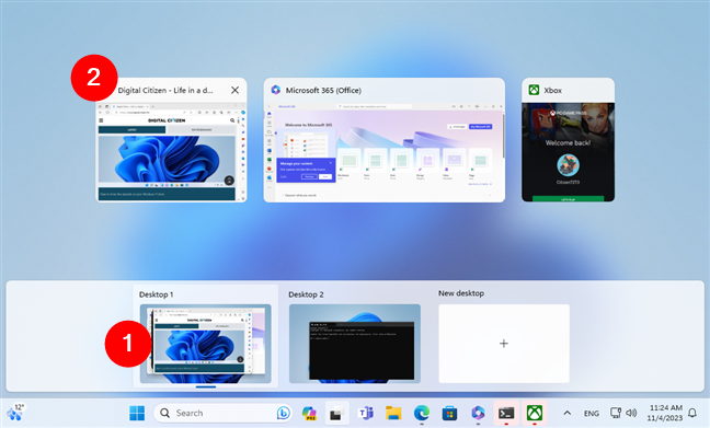 Switching to an app from a virtual desktop
