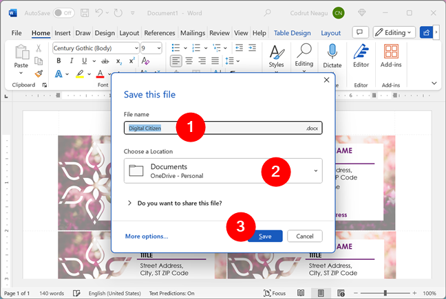 The Save this file dialog