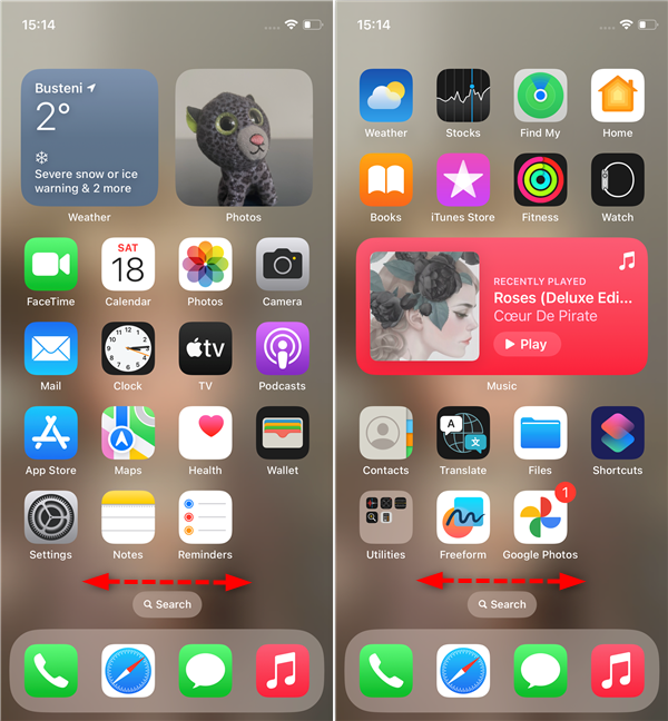 Pages on an iPhone's Home Screen 