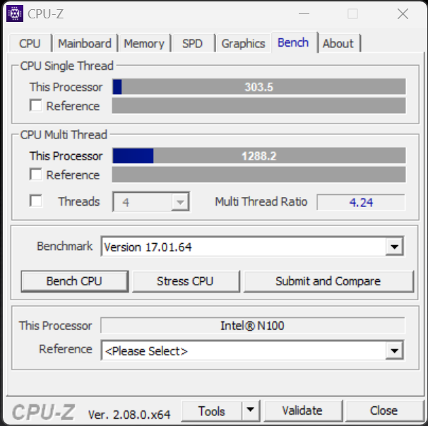 The results in CPU-Z