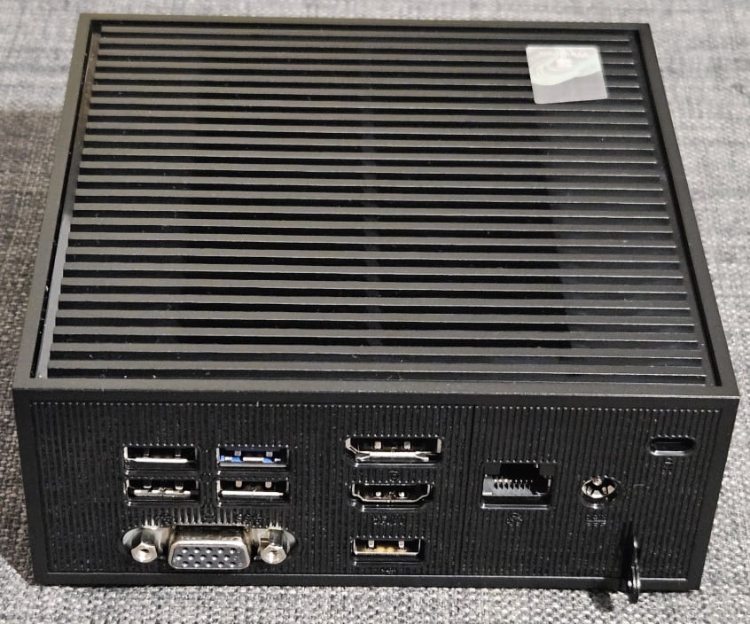 The ports on the back of the mini PC