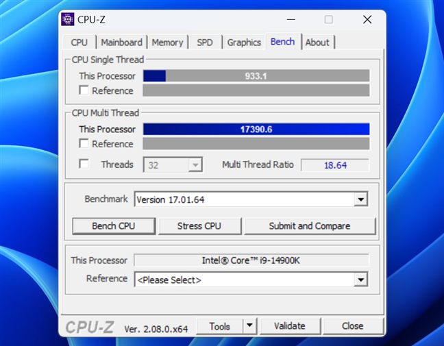 Benchmark results in CPU-Z