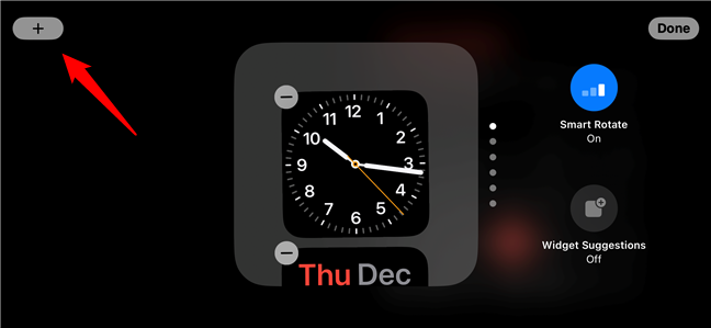 Tap plus to add a new widget to StandBy