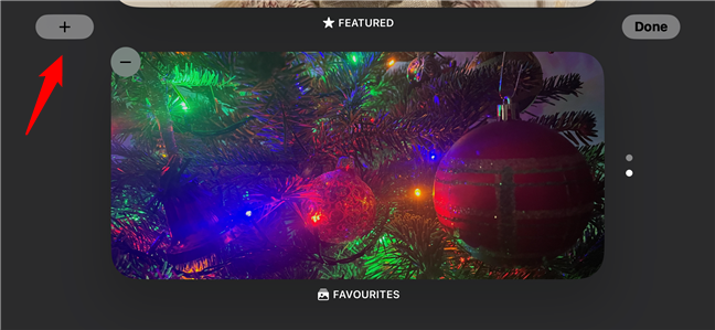 Tap plus to add a new photo album to StandBy