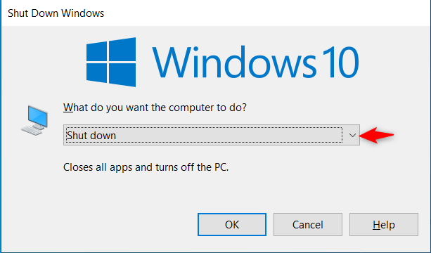 The Shut Down Windows window