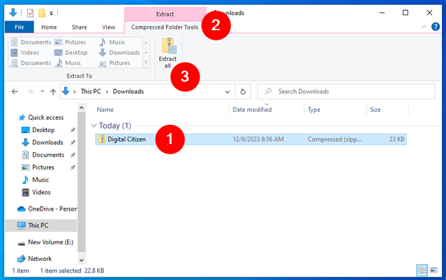 How to unzip files in Windows 10 with the Extract all button