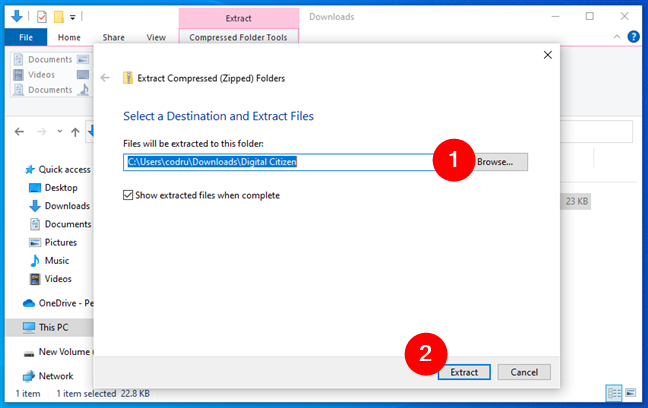 Extract Compressed (Zipped) Folders in Windows 10