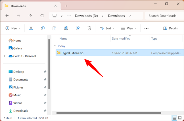A ZIP folder in Windows 11