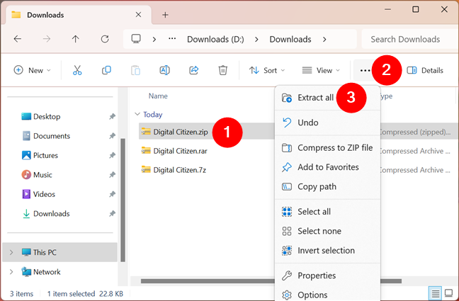 How to extract files in Windows 11 using File Explorer