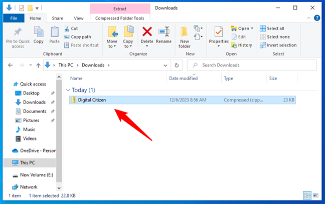 A ZIP folder in Windows 10