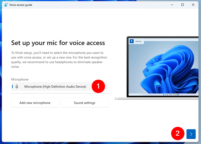 Set up your mic for voice access