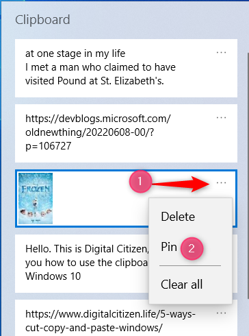 How to pin to the clipboard