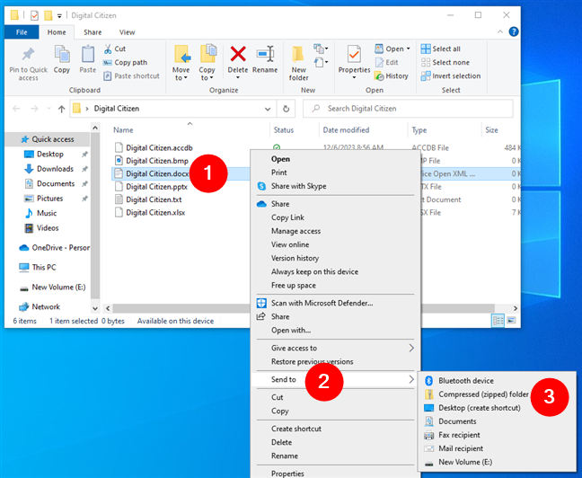 How to zip a file in Windows 10 using the right-click menu