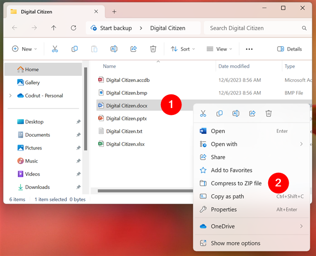 How to make a ZIP file in Windows 11 using the right-click menu