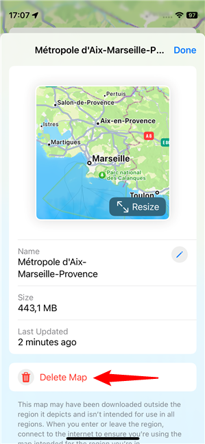How to delete an offline map from your iPhone