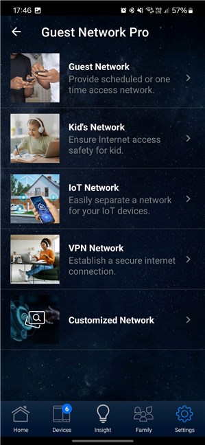 The Guest Network Pro options in the ASUS Router app