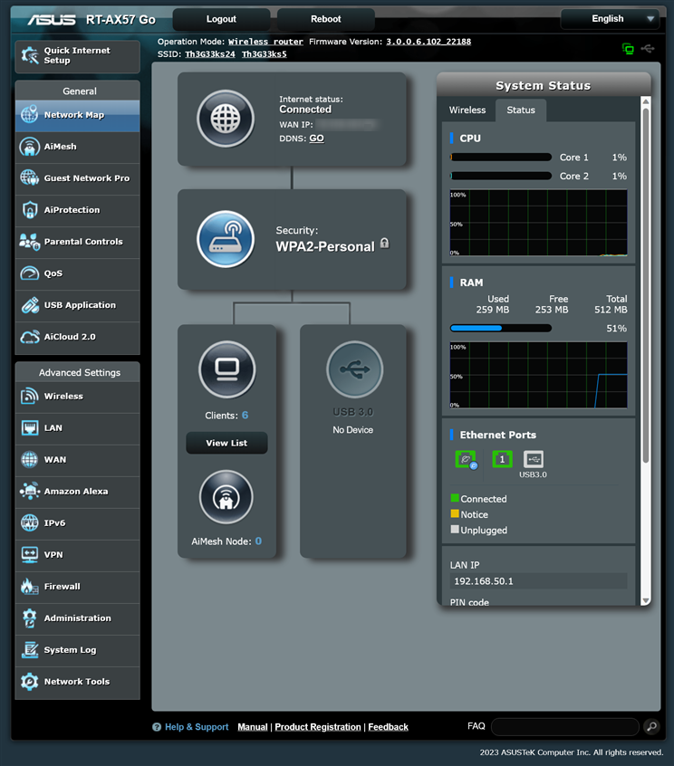 Details about the hardware inside the ASUS RT-AX57 Go