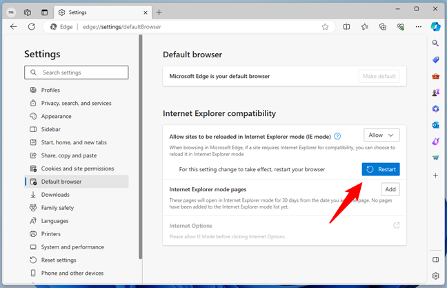 For this setting to take effect, restart your browser