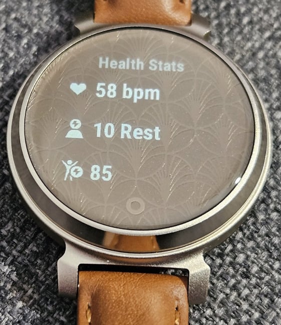 Health Stats shown on the Garmin Lily 2 Classic