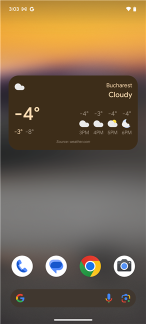 The Google Weather widget